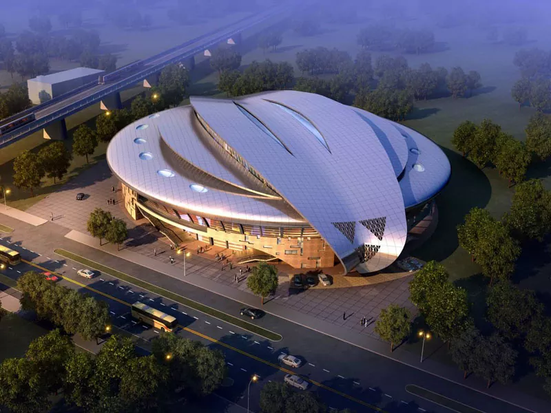 Prefab stadiona konstrukcija ar tērauda struktūru